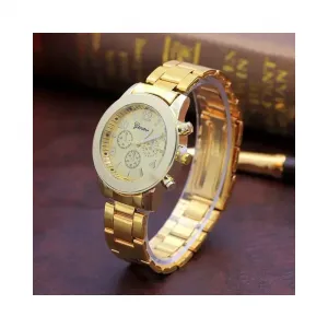 NEW 금색 손목 시계 합금 스테인레스 스틸 아날로그 패션 쿼츠